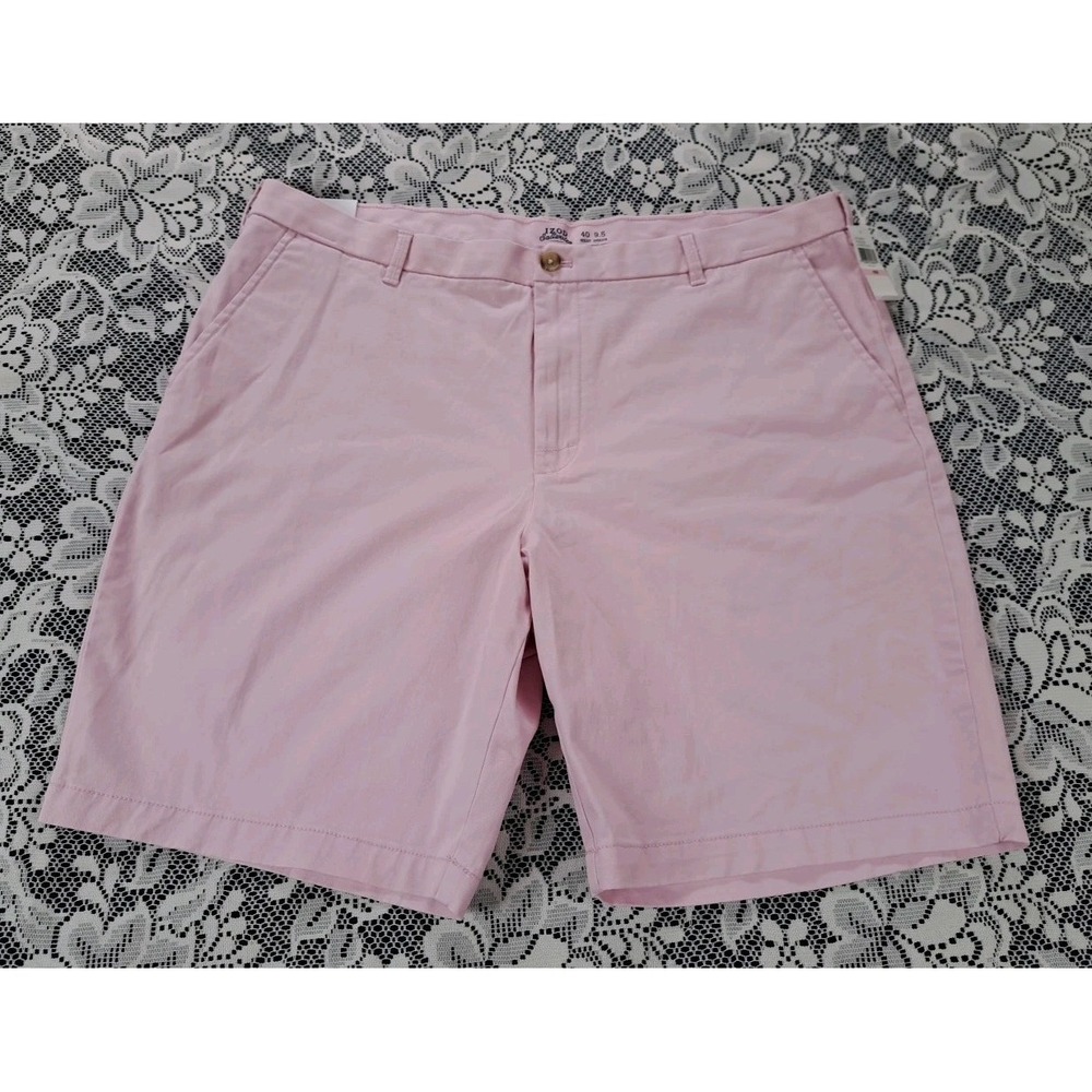 IZOD Saltwater Shorts Men's 40 Pink Chino 9.5" Flat Front Stretch Casual NWT